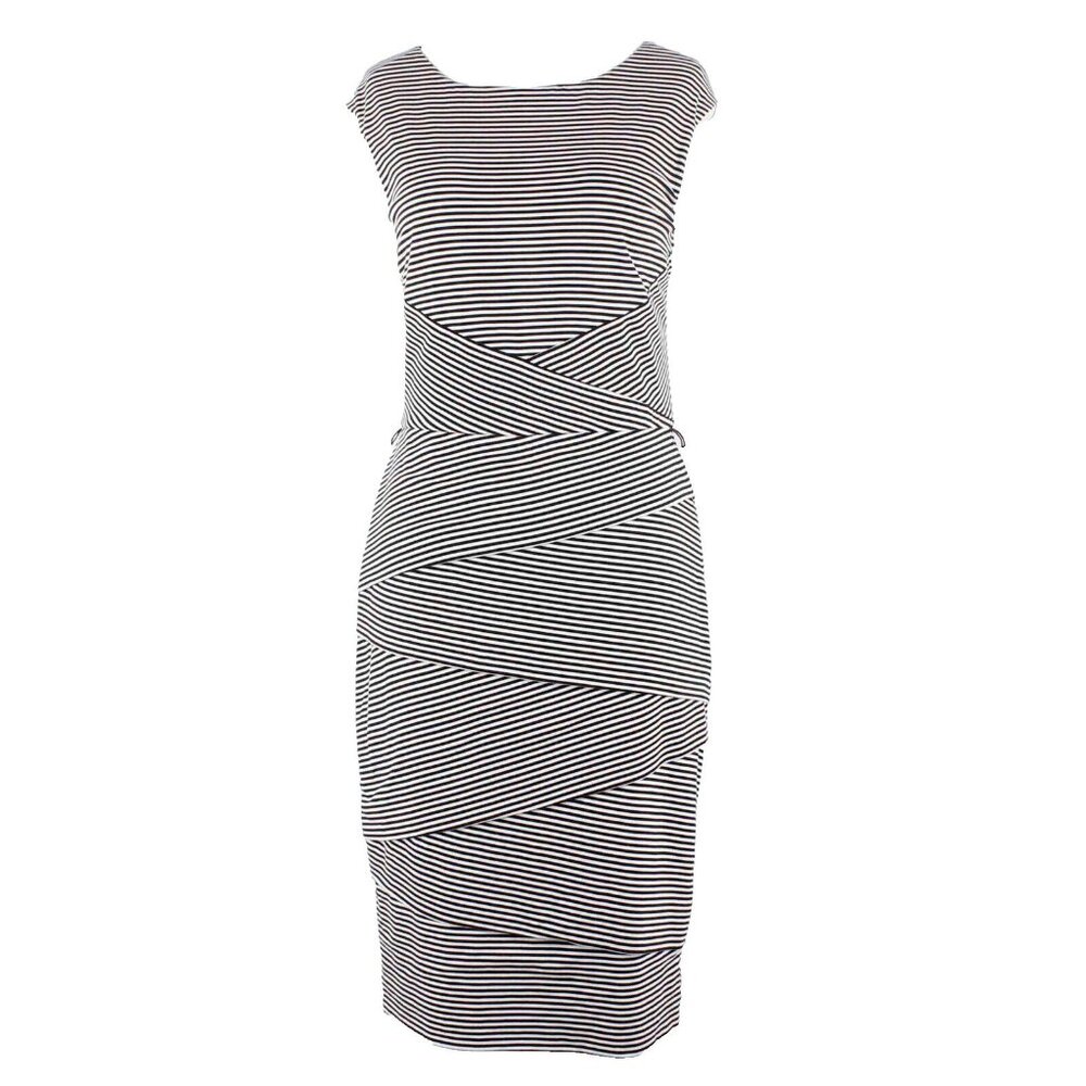 White House Black $60 Sz 12 Black White Bodycon Rayon Blend Dress